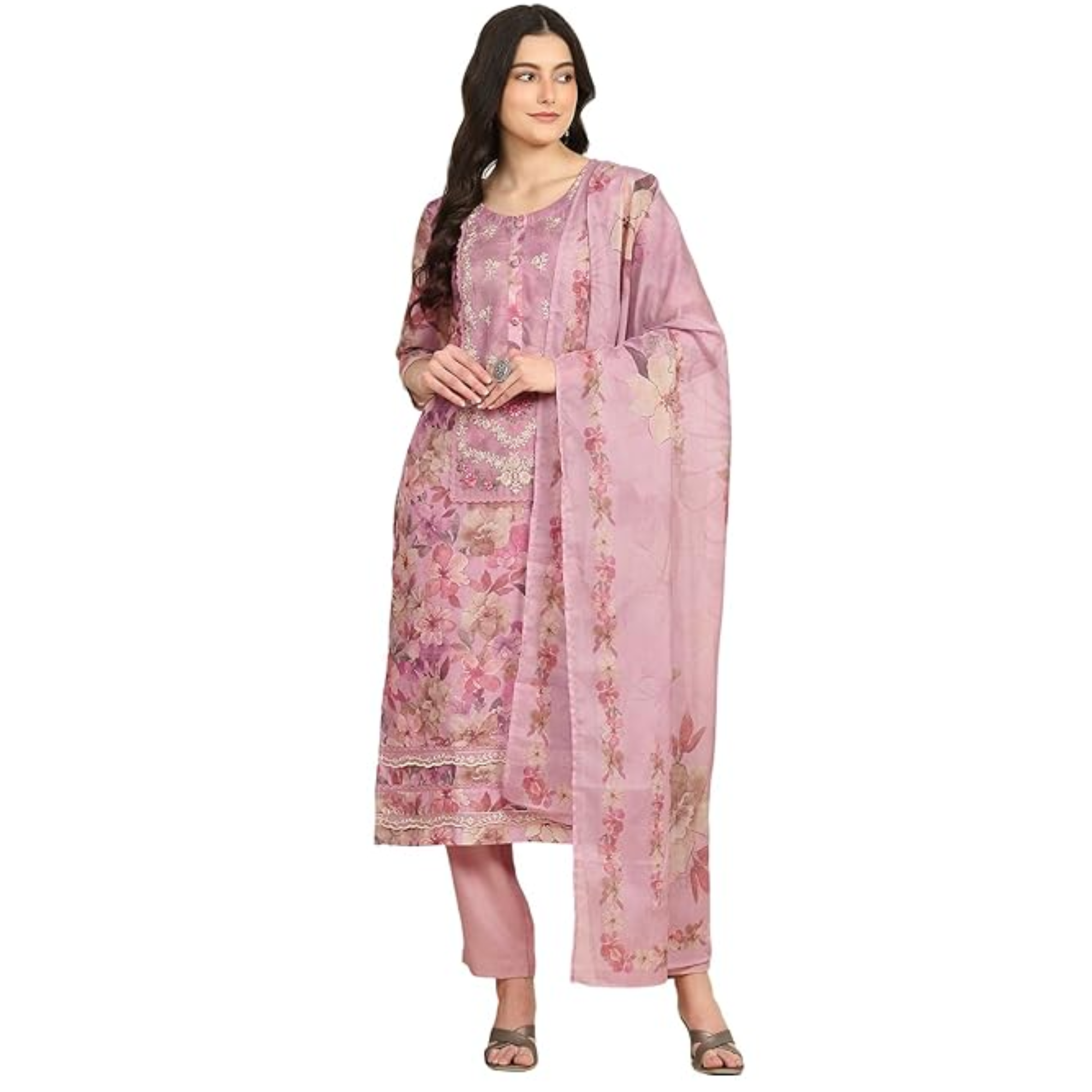 Biba Women Purple Muslin Unstitched Suit Set_FREE...